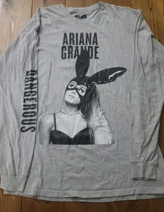 Ariana Grande Dangerous Woman Shirt Gray - Size Large -  Tour Merch -Long Sleeve - Picture 1 of 6