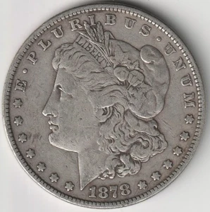 # 2 1878 8 TAIL FEATHERS MORGAN SILVER DOLLAR VF - Picture 1 of 2