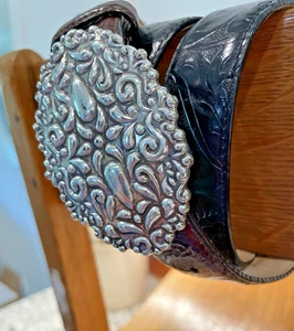 Barse silberfarben Metall ovale Schnalle Gürtel braun & schwarz echtes italienisches Leder L - Bild 1 von 21