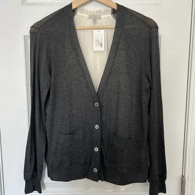 Clu Pleated Back Charcoal Cardigan - Image 1 of 3