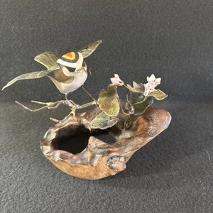 Norman Brumm Esmalte Cobre Pájaro sobre Madera Hojas Crudas Con Flores De Colección Raro - Imagen 1 de 10