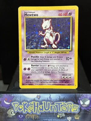 Pokemon Card Mewtwo 10/102 Holo Rare Base Set WOTC Played 2 - Image 1 of 4