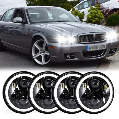 4PCS Black 5 3/4 5.75" Round LED Headlights Headlamp Hi/Lo Beam DRL Turn Signal - Image 1 of 4