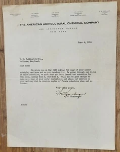 1934 Letterhead New York City The American Agricultural Chemical Company - Picture 1 of 1