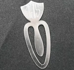 Vintage SJS Monogram Sterling Shield Bookmark - Foto 1 di 3