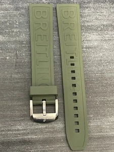 BREITLING OEM 20MM Diver Pro Green Rubber Strap w/ OEM Tang Buckle - Picture 1 of 4