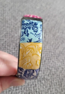 Brazalete Brazalete Magnético Bisagras VIVA BEADS Brazalete Arcilla Azul y Amarillo Firmado Foto 1 de 4