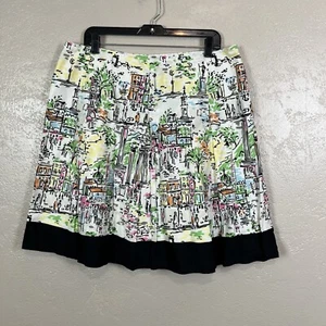 Vintage Talbots Skirt Art Paris Party Blogger City Multi Color Resort 16 Petite - Picture 1 of 13