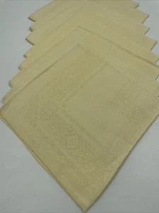 Set of 8 Warm Yellow Cloth Napkins Jacquard No Stains, Cottage Country Formal - Picture 1 of 9