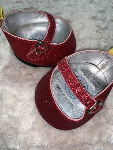 Build-a-Bear Red Glitter Mary Jane Glamour Shoes Dorothy Girls BABW EUC Dress-up - Picture 1 of 12