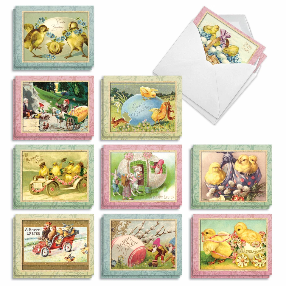 20 Easter Cards (10 Designs, 2 Each) - Springtime Chicks AM3196EAG-B2x10 - Image 1 of 4