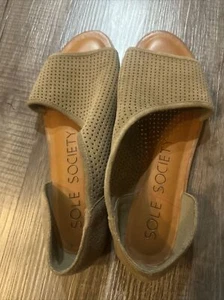 Neu Sole Society Leder Colvan D'Orsay flache Damensandalen taupe - Bild 1 von 6