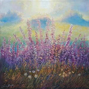 Original Impressionistic Floral oil on canvas landscape painting 40x40cm "Dawn" - Picture 1 of 2