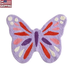 Butterfly Shaped Rug Plush Tufted Non-Skid Indoor Home Decor 30x24 in Polyester - Picture 1 of 8
