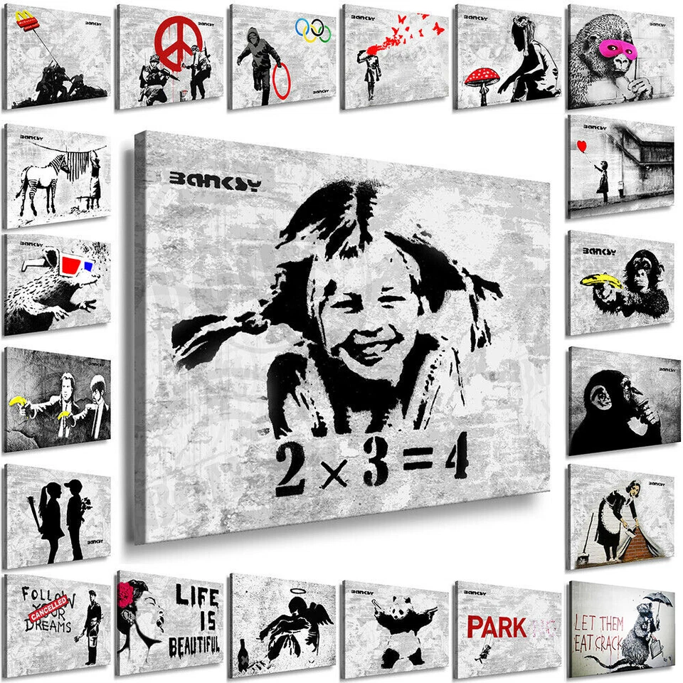 WANDBILDER XXL BANKSY LEINWAND BILDER GRAFFITI STREET ART KUNSTDRUCK c-547 - Bild 1 von 2