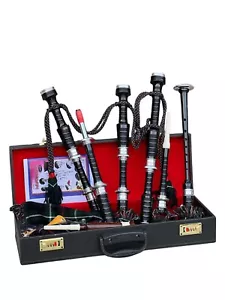 Full Size Mackenzie Bagpipe Scottish Highland Rosewood Silver Mount With Box - Picture 1 of 5