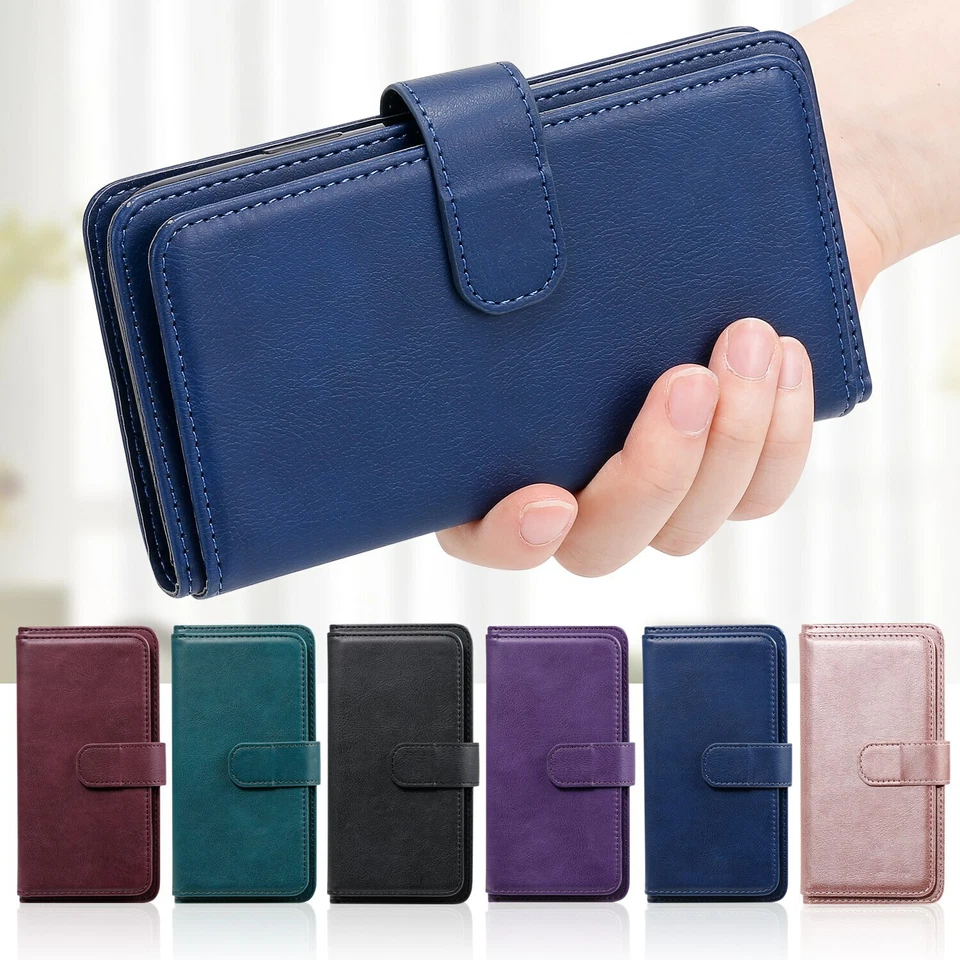 For Various Models New Multifunction 10 Cards Flip Wallet PU Leather Case Covers - Image 1 of 4