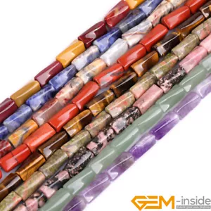 Natural 9x20mm Assorted Stones Column Twist Loose Beads For Jewelry Making 15"YB - Picture 1 of 84