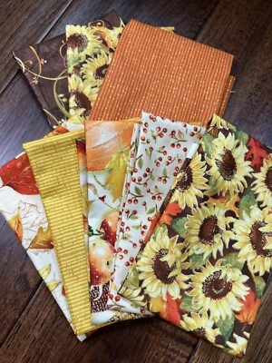 Red Rooster Fabrics Joyful Harvest-8 Fat Eighths- Pumpkin Fabric, Fall Fabric - Image 1 of 4