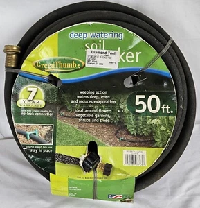Green Thumb Deep Watering Soil Maker 50ft Heavy Duty 3 Ply Black Hose 5/8" x 50" - Picture 1 of 2