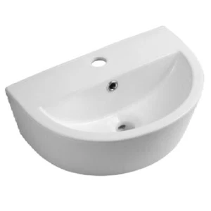 Bathroom Wash Sink Basin Wall Hung Curved Ceramic Cloakroom White - Imagen 1 de 6