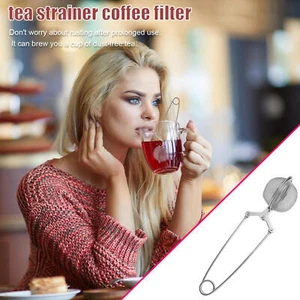 Tea Infuser for Loose Leaf Tea Long Handled Mesh Snap Ball Tea Strainer - Picture 1 of 5