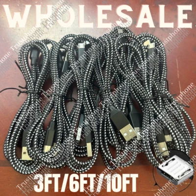 Lote de cable de datos cargador rápido micro USB de alta resistencia para Samsung Android HTC LG Foto 1 de 4