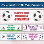 2 Personalised Birthday Banner Football Theme Party Decoration Name & Age Banner