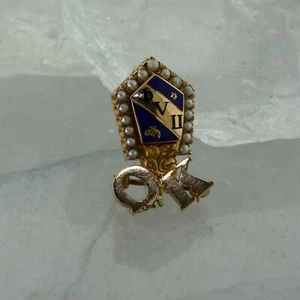 Pin de compromiso Pi Lambda Phi de oro amarillo de 10 quilates - Imagen 1 de 7