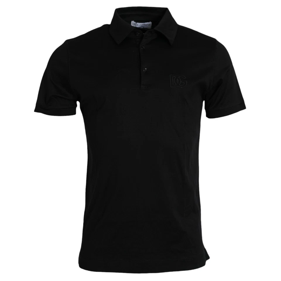 DOLCE & GABBANA T-shirt Black Logo Cotton Collared Polo Top IT50/US40/L 530usd - Image 1 of 4