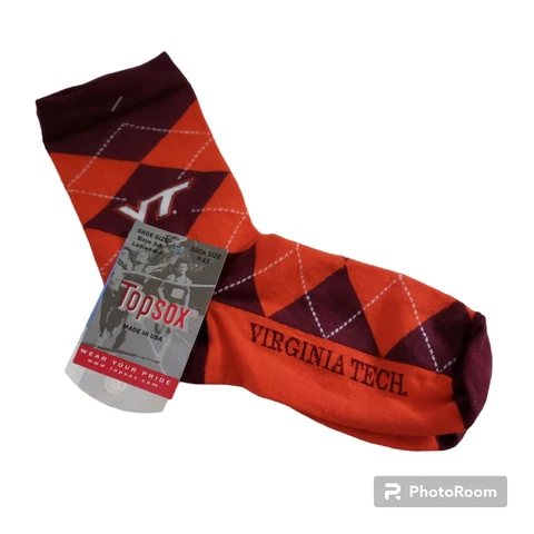 Top Sox Virginia Tech Socks NWT Argyle ankle sock size 9-11 Hokies Cover