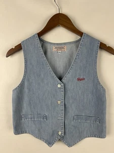 Vintage 90s Guess Jeans Denim Vest (Made in U.S.A.) Light Wash Cotton Size M - Picture 1 of 11