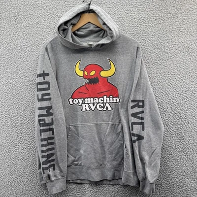 Toy Machine RVCA Sudadera con Capucha Para Hombres Grande Gris Gráfico Monopatín Sudadera Pullover Foto 1 de 4