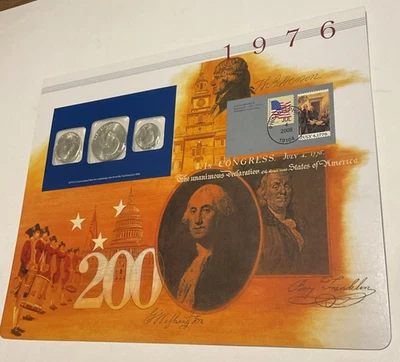 1976 Uncirculated 40% Silver Mint Set Postal Commemorative Society Coin & Stamps - Image 1 of 4