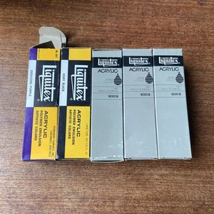 Liquitex Artists Color Acrylic Paint Tube lot of 5 4.65oz Cadmium Red etc etc! - Picture 1 of 5