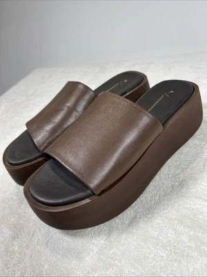 Sandalias Anthropologie Plataforma Cuero Deslizables Talla 8.5? EU 39 Y2K Marrón Foto 1 de 4