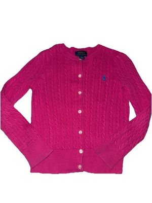 Suéter Polo Ralph Lauren Niñas Pequeñas Rosa Tejido con Cable Botones Talla 6 Foto 1 de 4