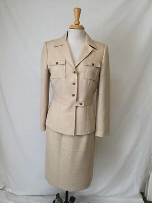 TRAJE FALDA TEJIDA BEIGE STRESA - TALLA 8 - EXCELENTE ESTADO Foto 1 de 4