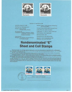 USPS Souvenir First Day Of Issue Commemorative Stamp 3/22/88 Nondominated E - Picture 1 of 1