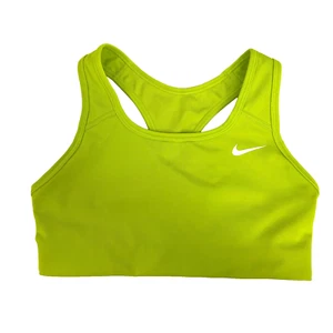 Nike Dri-Fit Swoosh Sports Bra Womens Size XS Lime Green White Logo BV3630-321 - Picture 1 of 7