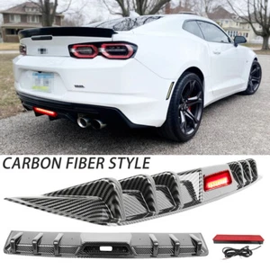 For Chevy Camaro 10-15 Shark Fins Rear Diffuser Bumper Spoiler Lip w/LED Lights - Picture 1 of 12