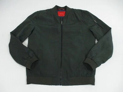 Zara Jacket Mens Medium Green Zip Bomber Satin Casual - Image 1 of 4