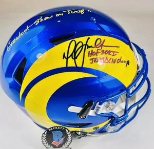 MARSHALL FAULK SIGNED ST. LOUIS RAMS FULL SIZE SPEED FLEX HELMET AUTOGRAPH BAS - Picture 1 of 2