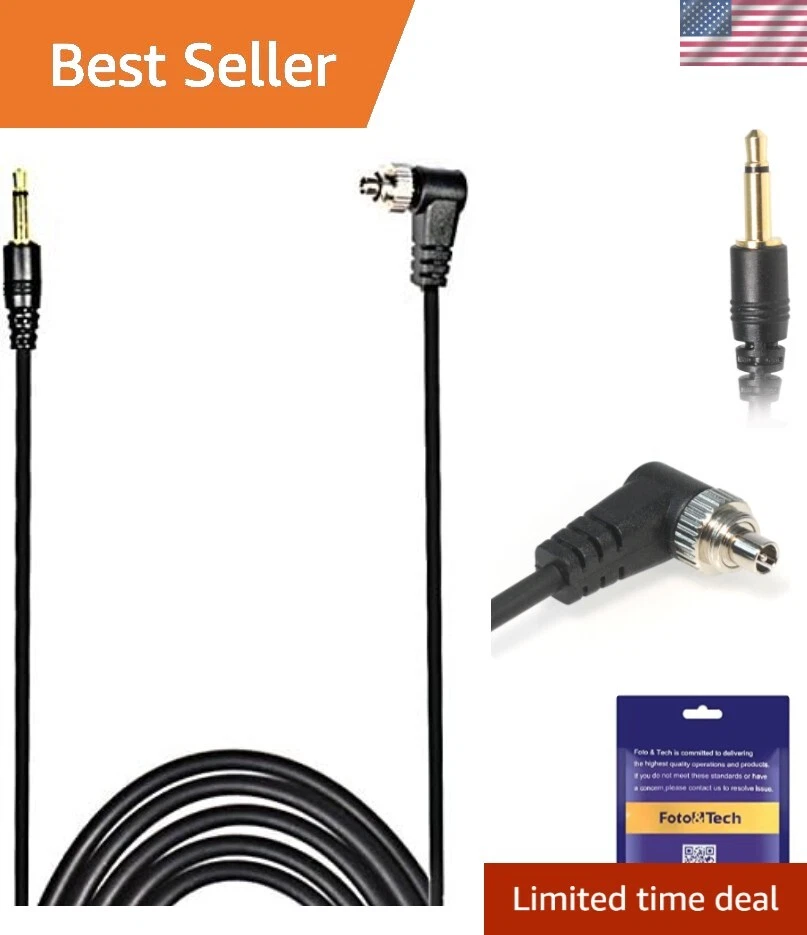 Cable de sincronización de PC duradero de 3,5 mm para disparadores de flash - 16 pies, listo para Nikon y Canon Foto 1 de 4