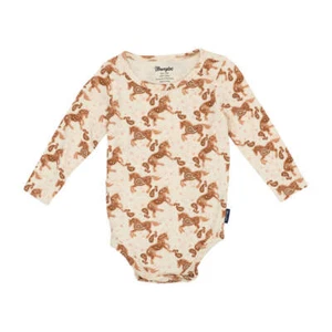 112359425 Wrangler Baby Girl Long Sleeve Bodysuit - Multicolor NEW - Picture 1 of 9