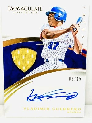2015 PANINI IMMACULATE VLADIMIR GUERRERO GAME USED JERSEY AUTO 8/15 SSP #1 HOF - Image 1 of 2