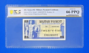 Military Payment Certificate Series 692 25 Cent PCGS 66 Gem Unc Gorgeous - Picture 1 of 2