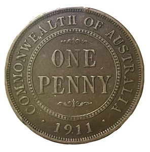 1911 AUSTRALIA 🇦🇺 One 1 Penny Uncirculated Coin George V KEY DATE!! - Picture 1 of 4