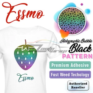 Holographic Bubble Black Pattern Heat Transfer Vinyl HTV T-Shirt 10" Iron SP05 - Picture 1 of 7