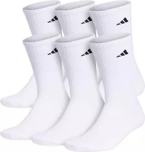 Adidas Men's Athletic Cushioned Crew Socks Arch Compression Secure Fit (6-Pair) - Picture 1 of 25
